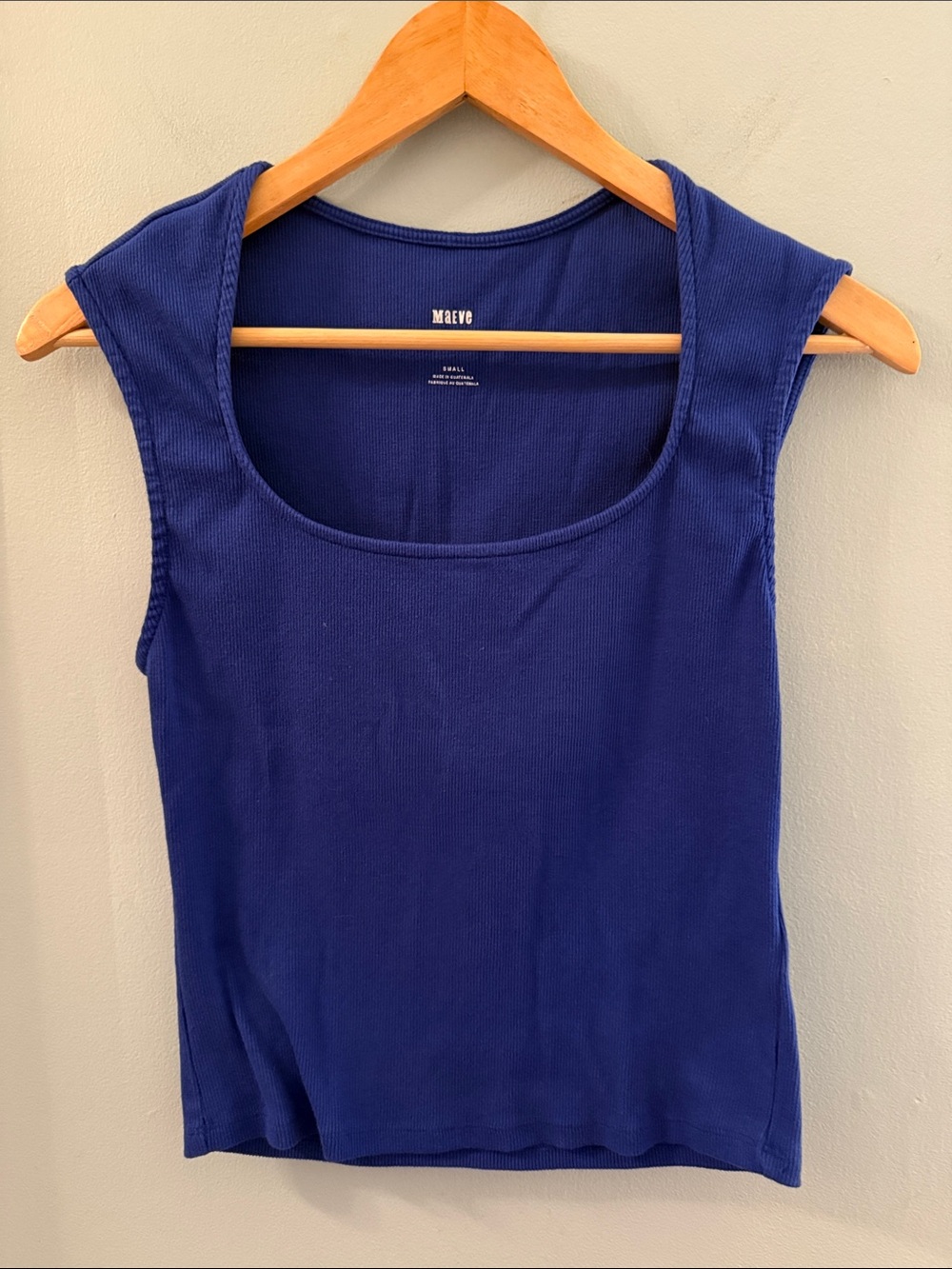 Maeve Royal Blue Scoop Neck Ribbed Tank - Size S